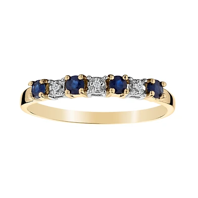 Genuine Sapphire & Diamond Ring, 10kt Yellow Gold.....................NOW