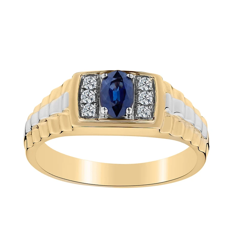 Genuine Sapphire & .12 Carat of Diamond Gentleman's Ring, 10kt Yellow Gold.....................NOW