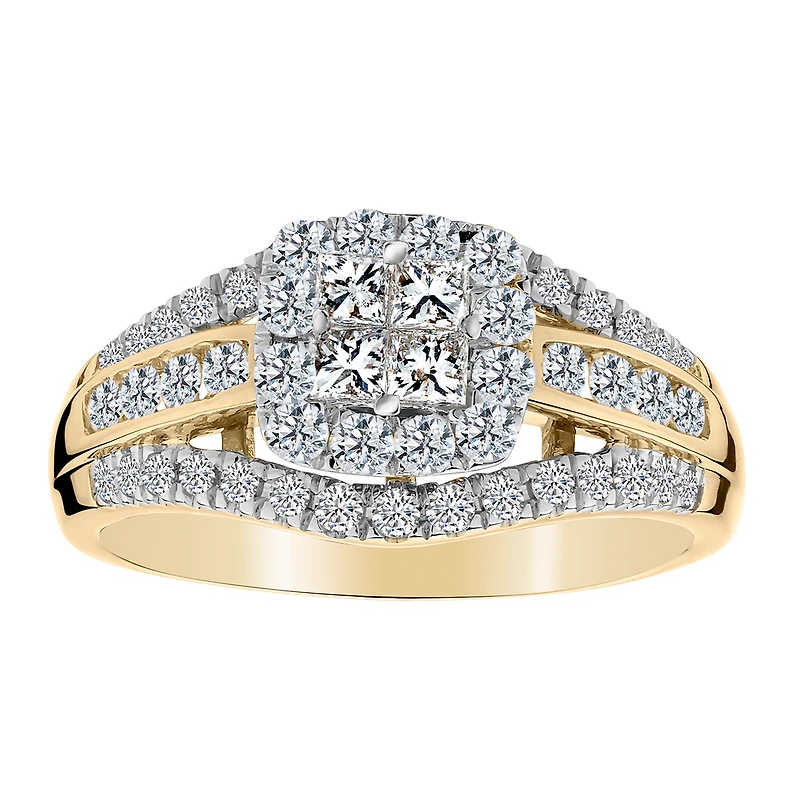 1.00 CARAT DIAMOND "ENCHANTED" ENGAGEMENT RING, 14kt YELLOW GOLD...................NOW