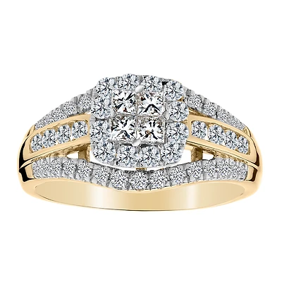 1.00 CARAT DIAMOND "ENCHANTED" ENGAGEMENT RING, 14kt YELLOW GOLD...................NOW