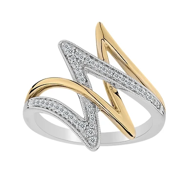 .15 CARAT DIAMOND "LIGHTNING" PAVE RING, 10kt WHITE AND YELLOW GOLD (TWO TONE)…....................NOW