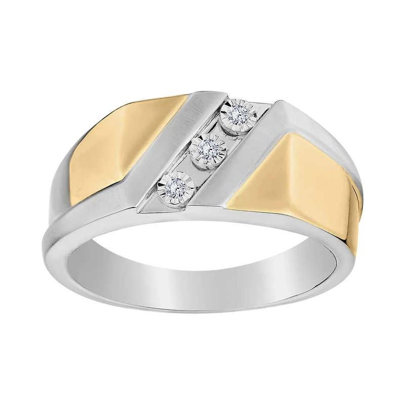.05 Carat of Diamonds "Past, Present, Future" Gentleman's Ring, 10kt Two Tone...................NOW