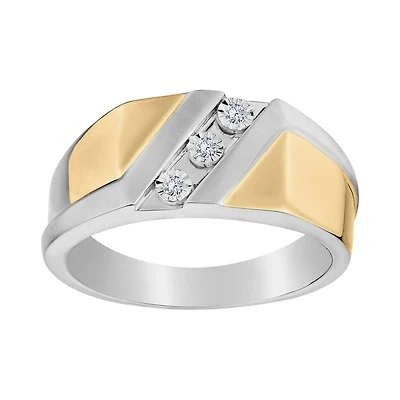 .05 Carat of Diamonds "Past, Present, Future" Gentleman's Ring, 10kt Two Tone...................NOW