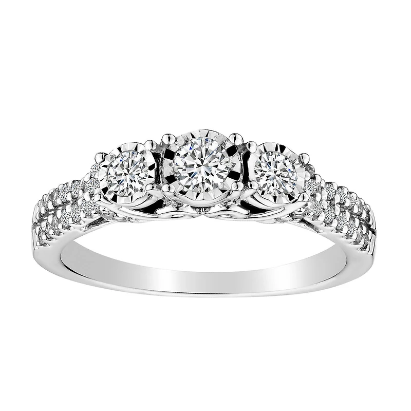 .50 CARAT DIAMOND "PAST, PRESENT, FUTURE" RING, 10kt WHITE GOLD...................NOW