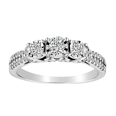 .50 CARAT DIAMOND "PAST, PRESENT, FUTURE" RING, 10kt WHITE GOLD...................NOW