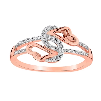 .15 Carat of Diamonds Double Knotted Heart Ring, 10kt Rose Gold......................NOW