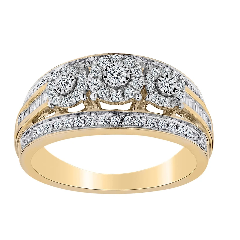.50 Carat "Past, Present, Future" Diamond Ring, 10kt Yellow Gold...................NOW