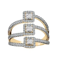 1.25 CARAT DIAMOND "PAST, PRESENT, FUTURE" PRINCESS RING, 14kt YELLOW GOLD.....................NOW