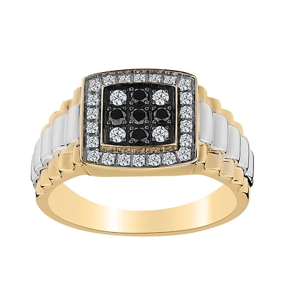 .50 Carat of Black & White Diamond Gentleman's Ring, 10kt Yellow Gold....................NOW