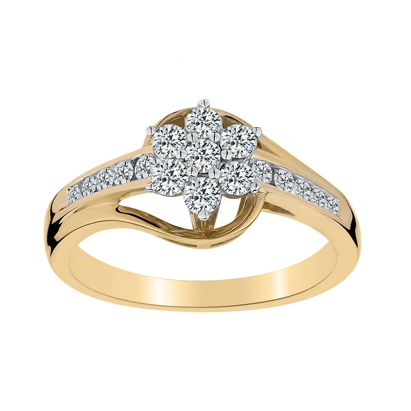 .50 CARAT DIAMOND FLOWER RING, 10kt YELLOW GOLD…....................NOW