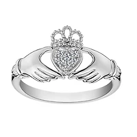 .05 Carat of Diamonds "Claddagh" Ring, 10kt White Gold....................NOW