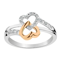 .05 Carat of Diamonds Double Heart Ring, 10kt Two Tone.....................NOW