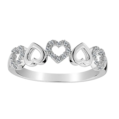 .10 Carat Diamond Heart Ring Band, 10kt White Gold…....................NOW