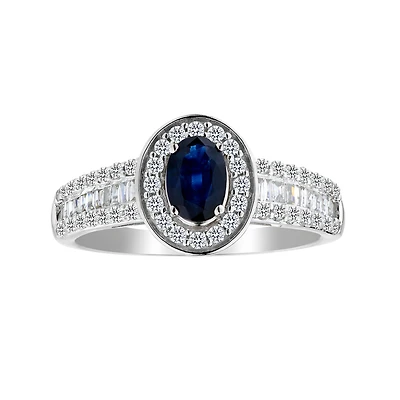 .50 Carat of Oval Sapphire & Diamond Ring, 14kt White Gold.......................NOW