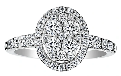 1.00 Carat Diamond Oval Halo "Elegance" Ring, 14kt White Gold.....................NOW