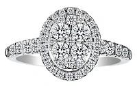 1.00 Carat Diamond Oval Halo "Elegance" Ring, 14kt White Gold.....................NOW