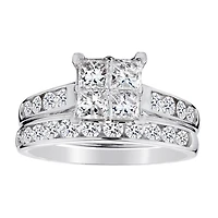 1.50 Carat of Diamonds Princess Engagement Ring Set, 14kt White Gold.......................NOW