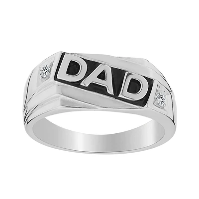 .05 Carat of Diamonds "DAD" Gentleman's Ring, Silver...................NOW