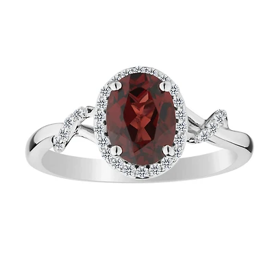 Garnet & Created White Sapphire Ring