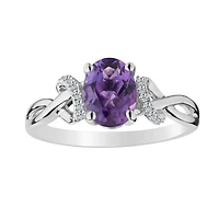 Amethyst & Created White Sapphire Ring, Silver.....................NOW