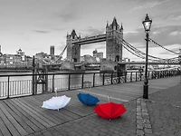Assaf Frank - Colorful umbrellas on promenade near Tower bridge, London, UK