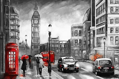 Arthur Heard - London View Big Ben IV Red