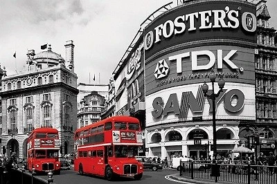 Piccadilly Circus - (Red Buses)  