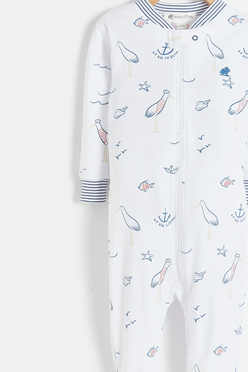 Sea Snug Fit Zip Footed Pajama