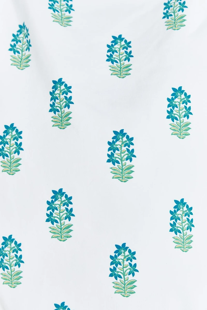 Block Print Ruffle Swimsuit