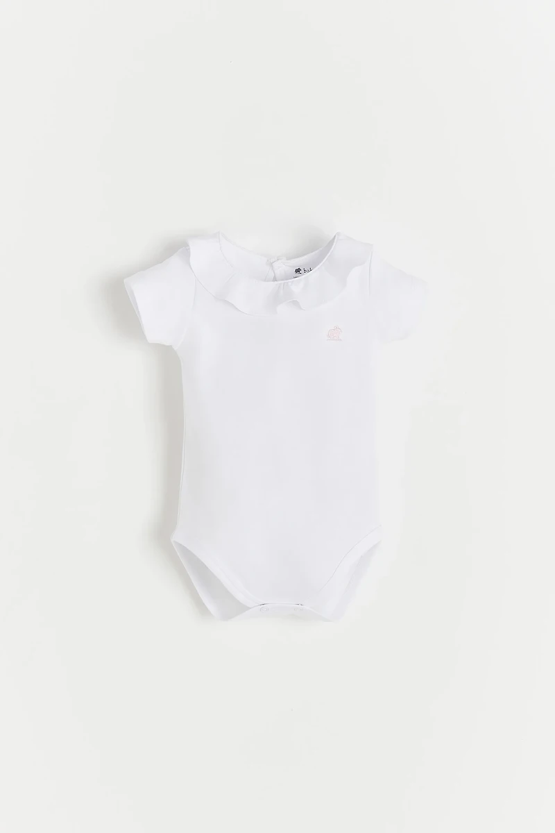 Pima Ruffle Collar Short Sleeve Bodysuit
