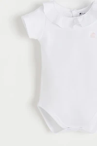 Pima Ruffle Collar Short Sleeve Bodysuit