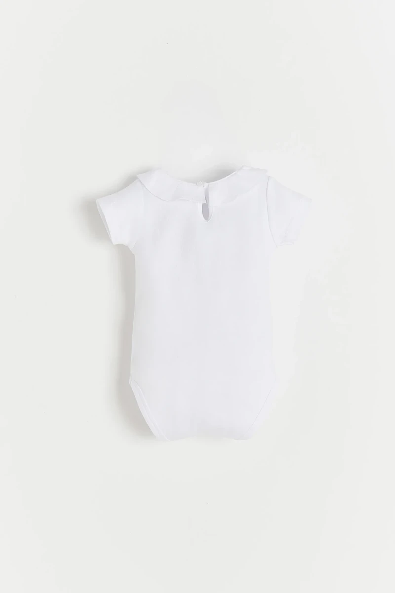 Pima Ruffle Collar Short Sleeve Bodysuit