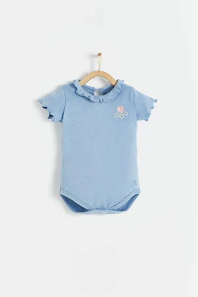 Shelves Ribbed Cotton Short Sleeve Bodysuit