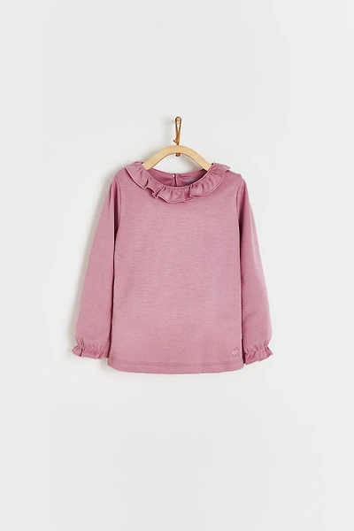 Pima Colors Ruffle Long Sleeve Top