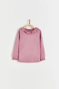 Pima Colors Ruffle Long Sleeve Top