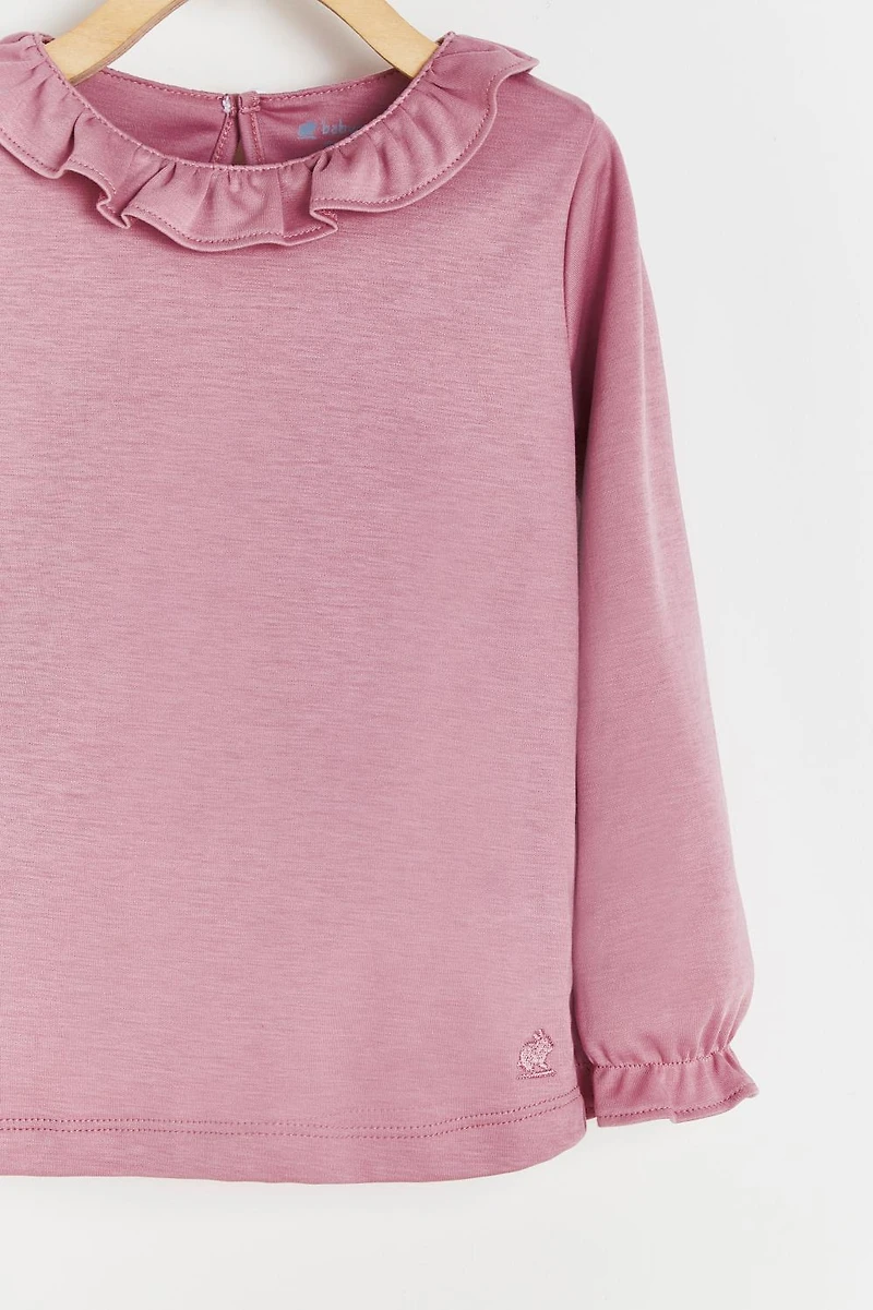 Pima Colors Ruffle Long Sleeve Top