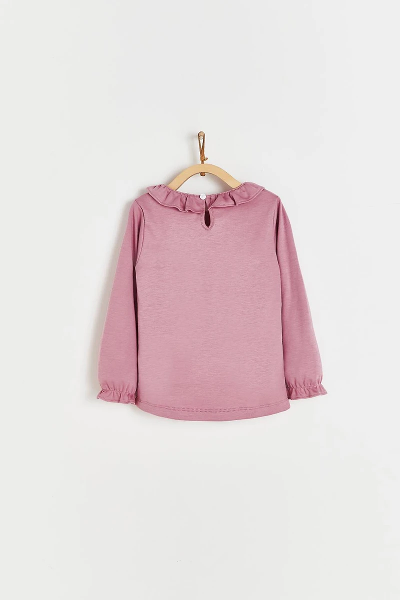Pima Colors Ruffle Long Sleeve Top