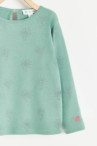 Tree Printed Long Sleeve Top