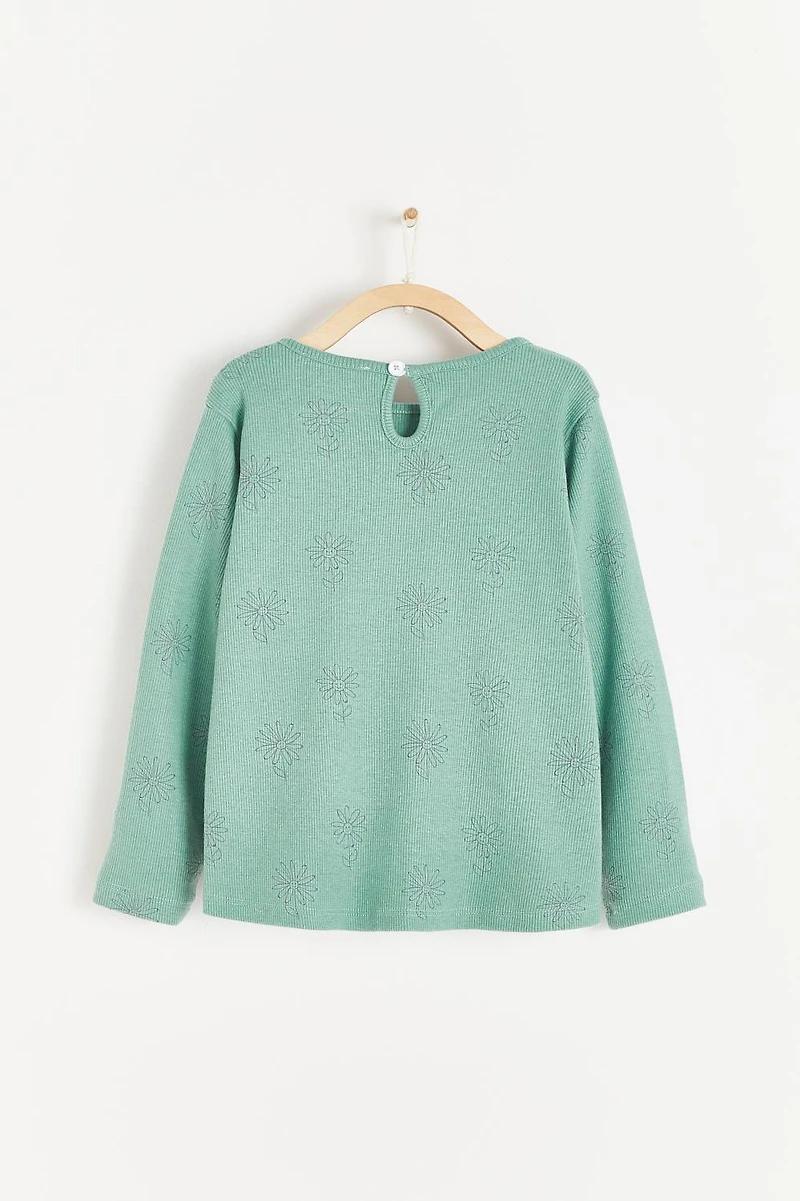 Tree Printed Long Sleeve Top