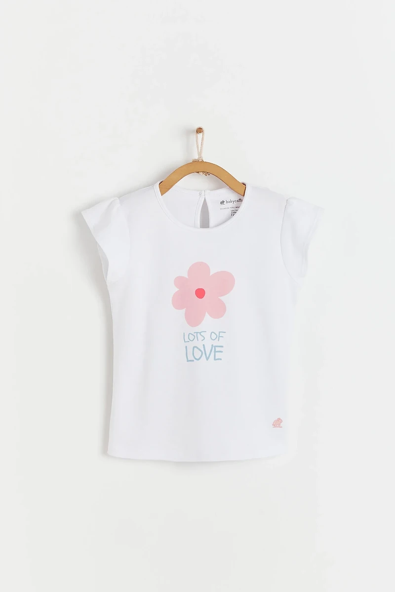 Flower Print Flutter Short Sleeve Top