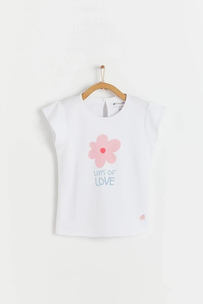Flower Print Flutter Short Sleeve Top