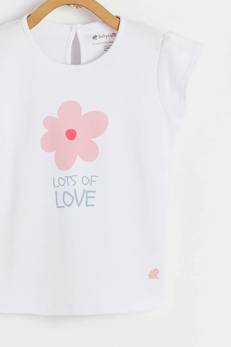 Flower Print Flutter Short Sleeve Top