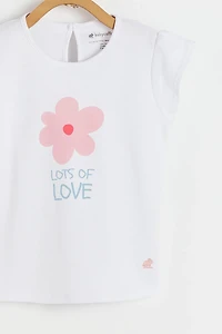 Flower Print Flutter Short Sleeve Top