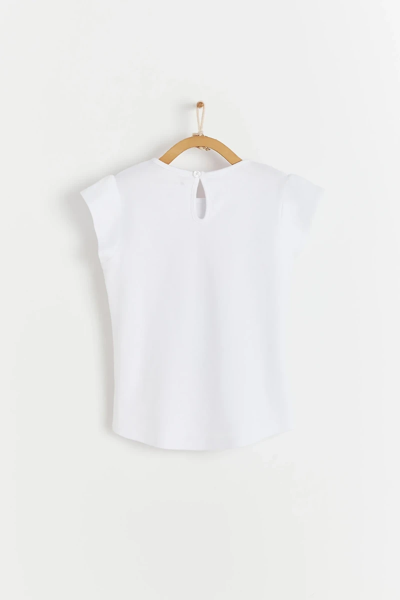 Flower Print Flutter Short Sleeve Top