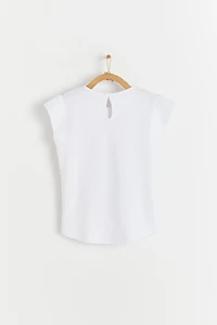 Flower Print Flutter Short Sleeve Top