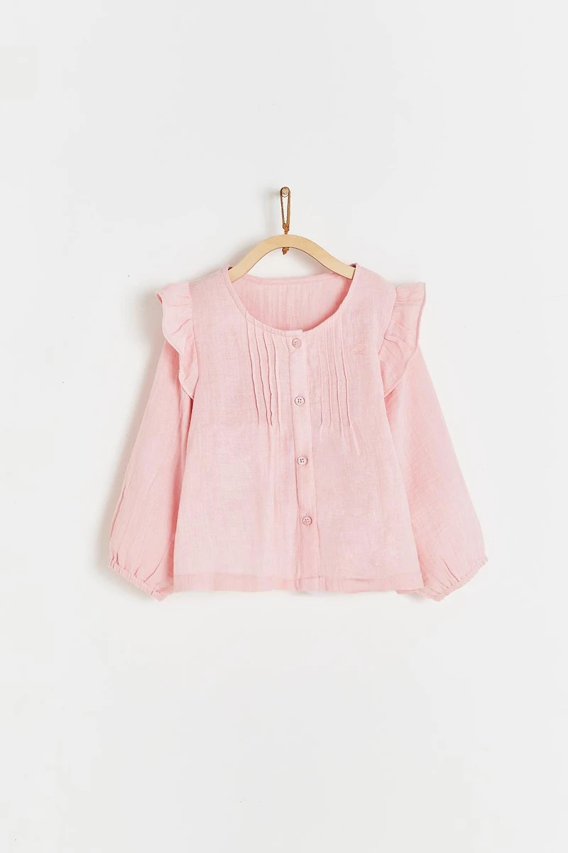 Purple Ruffle Long Sleeve Blouse