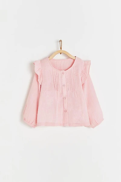 Purple Ruffle Long Sleeve Blouse