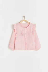 Purple Ruffle Long Sleeve Blouse