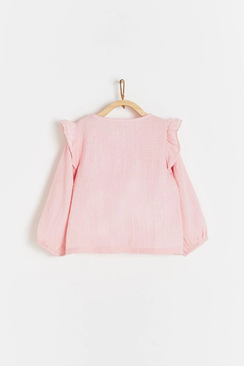 Purple Ruffle Long Sleeve Blouse