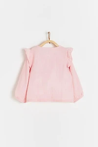 Purple Ruffle Long Sleeve Blouse